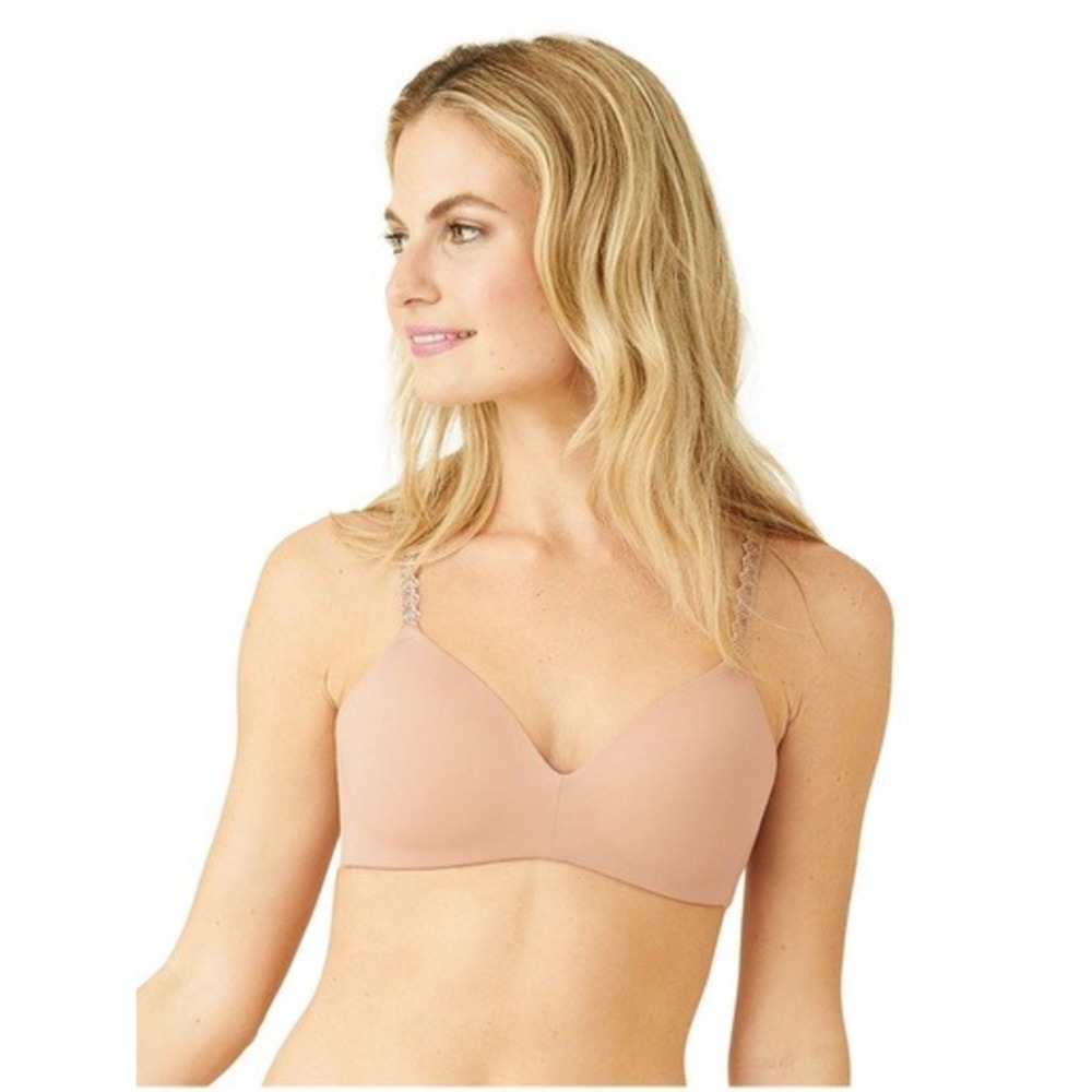 Wacoal Bra Womens 36DDD Level Up Wirefree Nude Beige Lace Back Wireless Lace